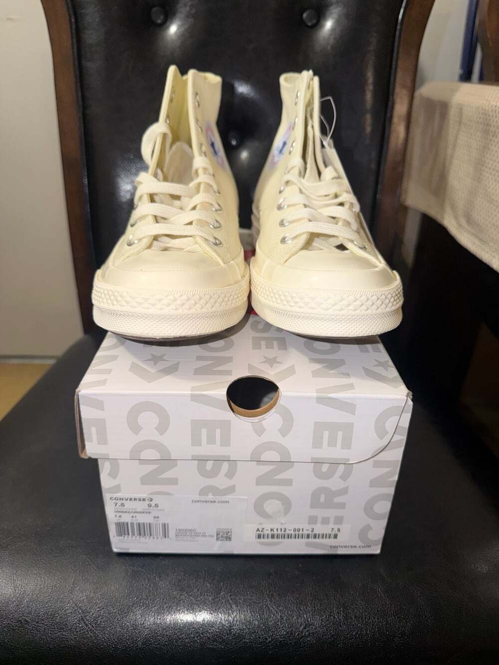 Comme des Garçons PLAY x Converse Chuck 70 High Top Off-White Size 7.5